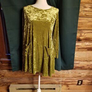 VTG Moda Int'l VS Dress Womens Green Crushed Velvet size LG